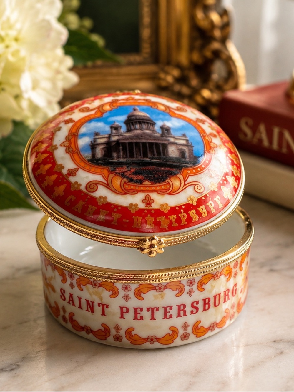 Saint Petersburg Russia Porcelain Trinket Box St Isaac’s Cathedral